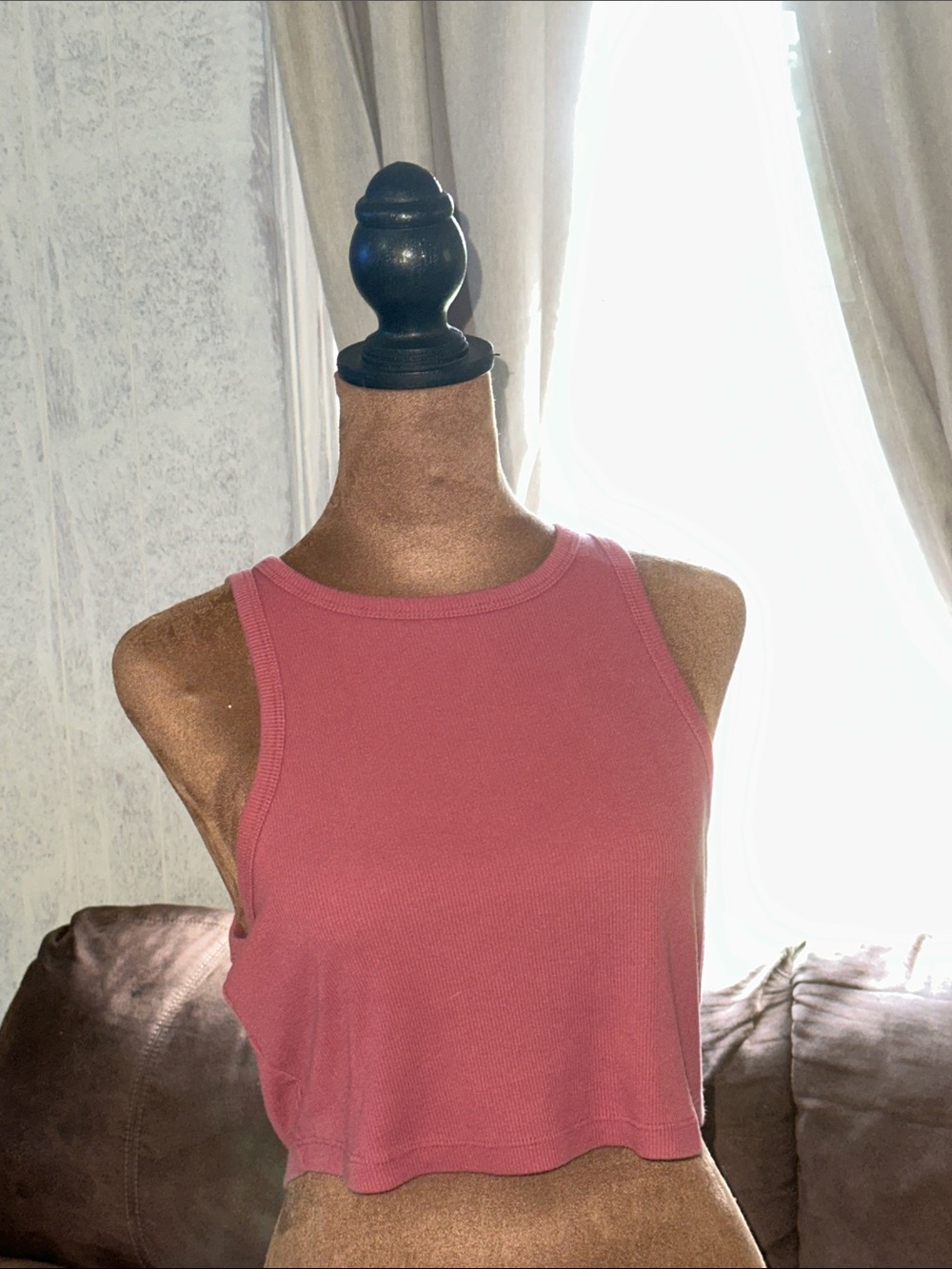 Wild Fable Ribbed High Neck Crop Tank Top Large | Sleeveless Cropped Knit Top